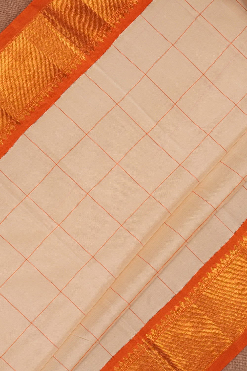 Image of Arani Silk Kattam Cream Saree